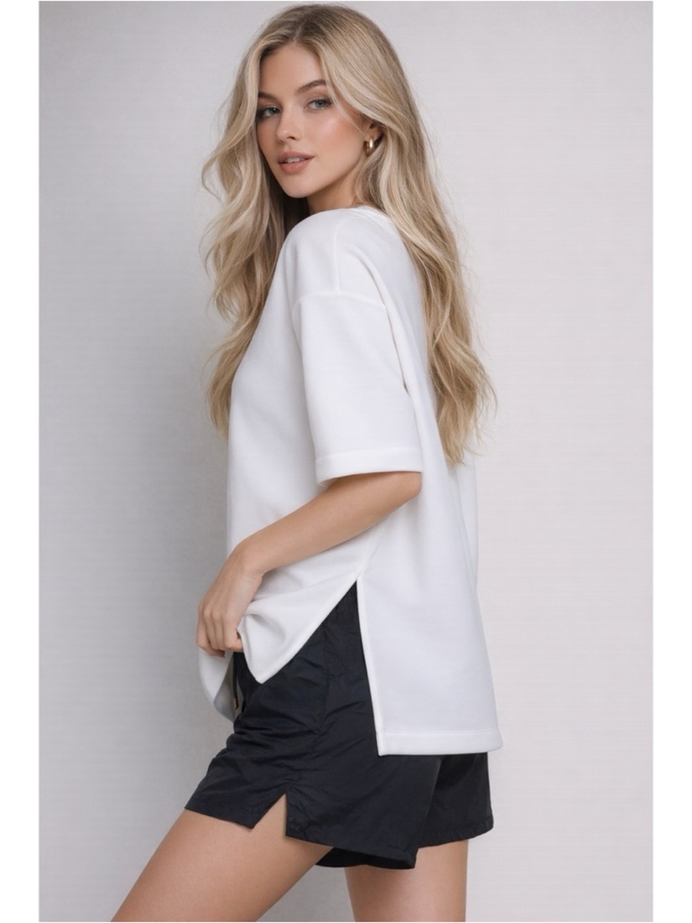 NWT Short Sleeve Oversize Soft Scuba Knit Top